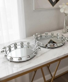 ZEYVE SILVER BONCUK YÖV. 2-PLACE TRAY 32x28x5-37x33x5cm